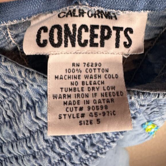 Y2K Denim Sundress Womens 5 Junior A-Line Empire Waist Kidcore Cottagecore Fairy - Picture 5 of 12